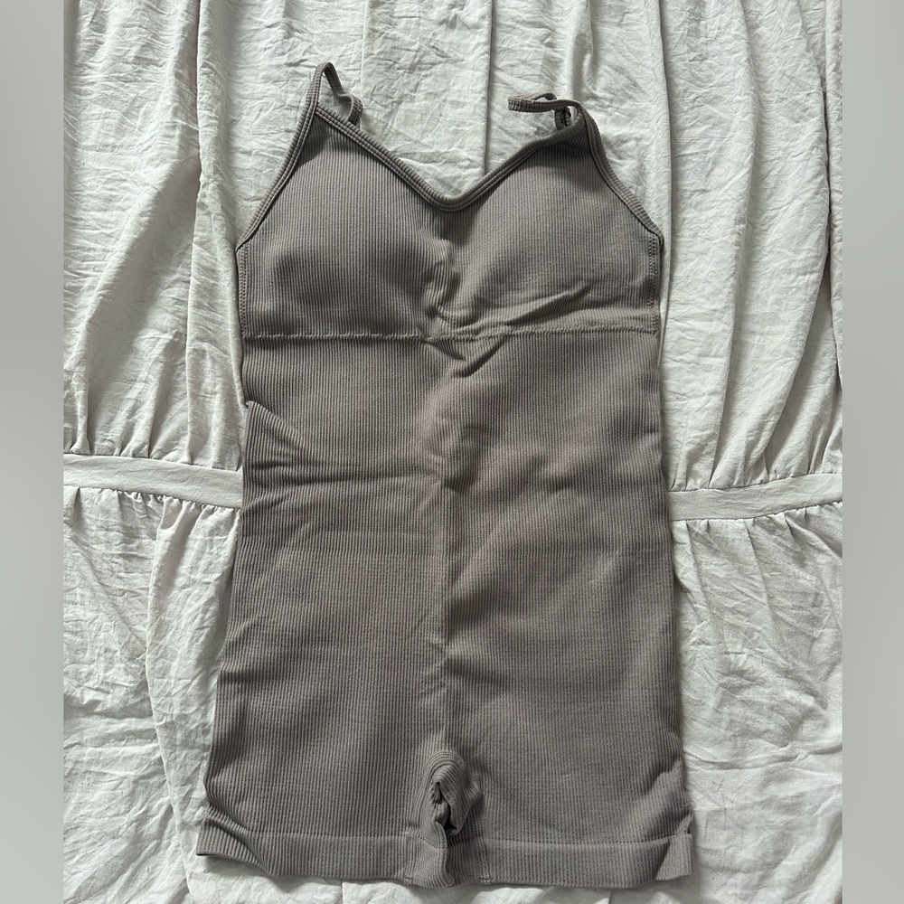 Garage Ribbed Romper - Taupe